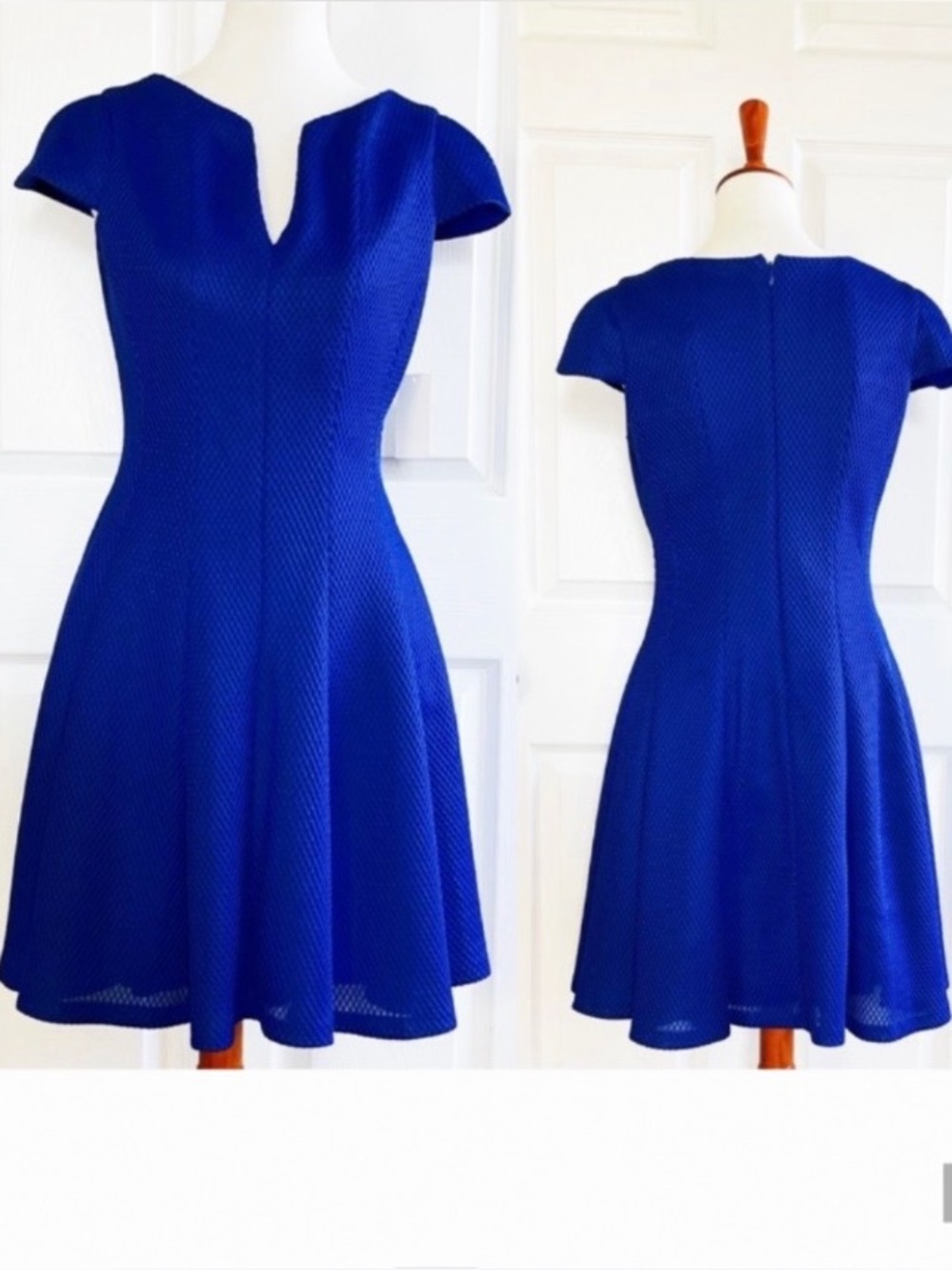 julia jordan Royal  Textured Fit & Flare Mini Dress Sz 2